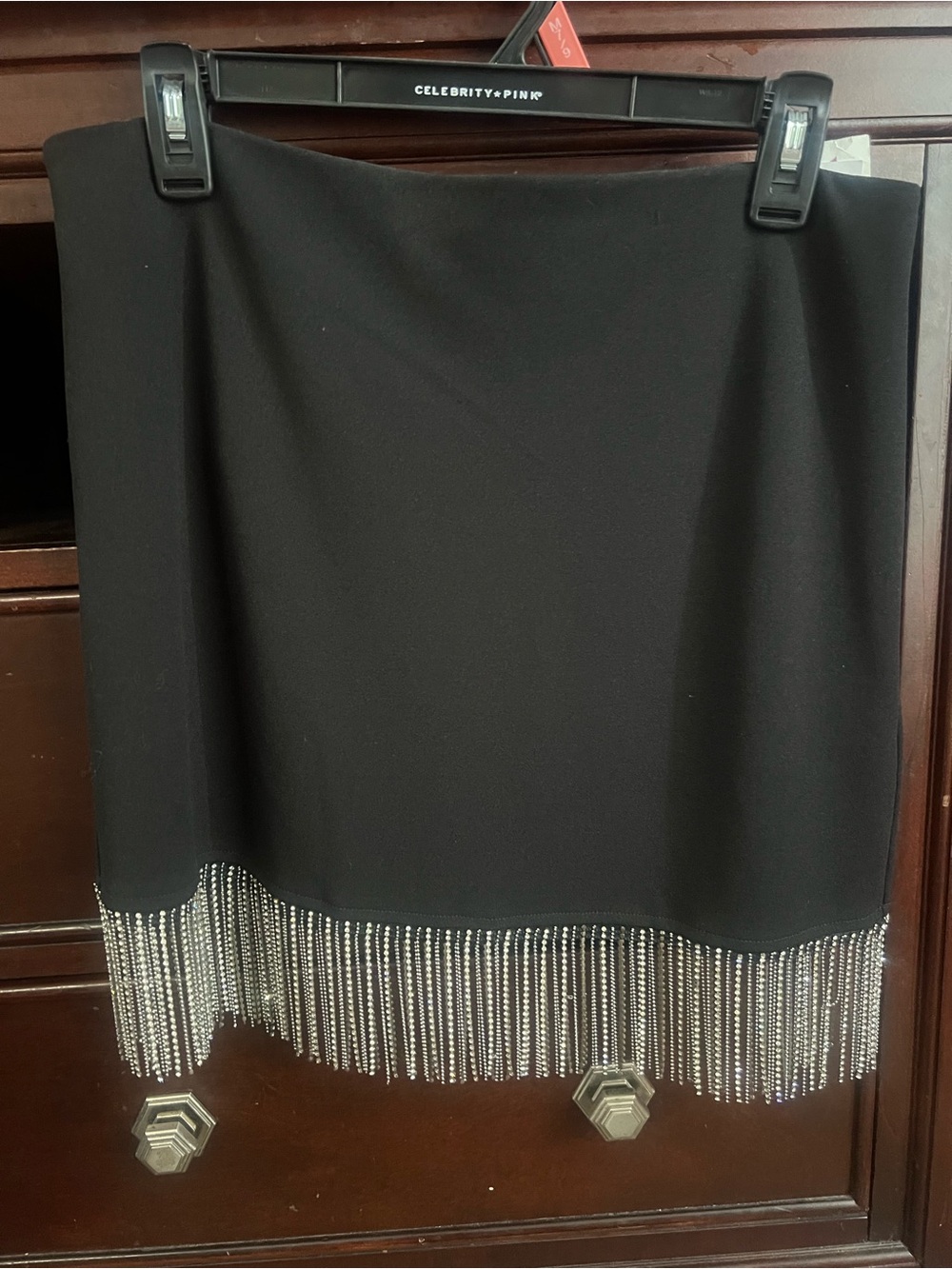 Sincerely Jules Black Mini Skirt with Rhinestone Fringe